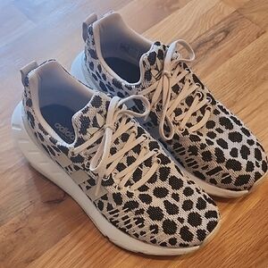 adidas Women's Black & Cream Leopard Knit Lace-Up Sneakers